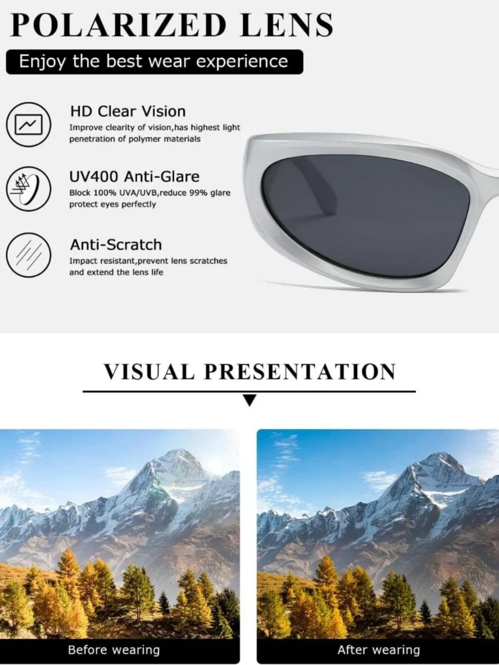 Y2K Oval Polarized Sunglasses for Men & Women | UV400 Protection, Sport Shades